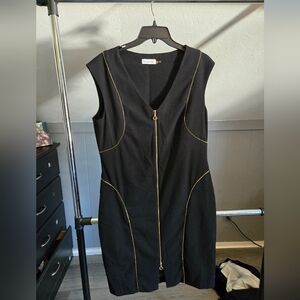 Calvin Klein Black Dress with Gold Trim